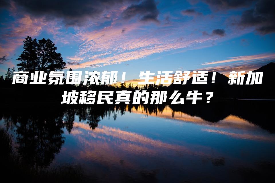 商业氛围浓郁！生活舒适！新加坡移民真的那么牛？