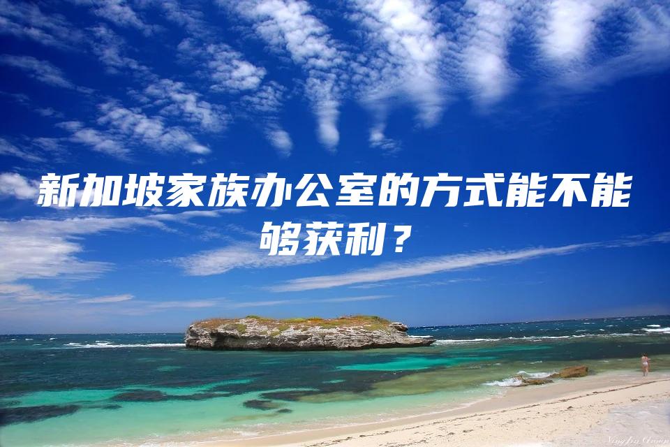 新加坡家族办公室的方式能不能够获利？