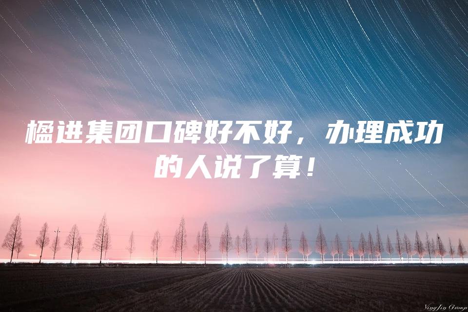 楹进集团口碑好不好，办理成功的人说了算！