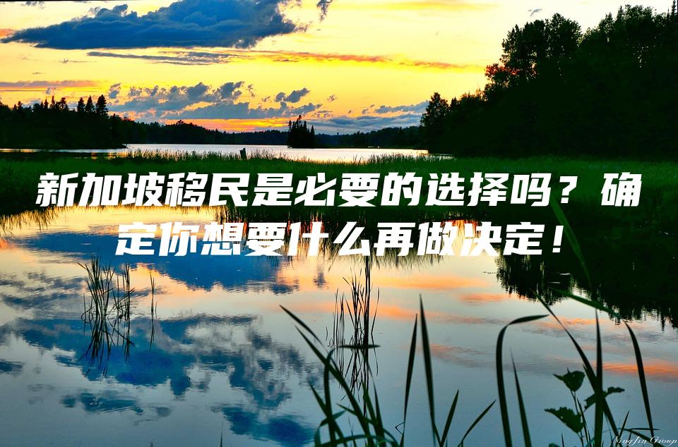 新加坡移民是必要的选择吗？确定你想要什么再做决定！