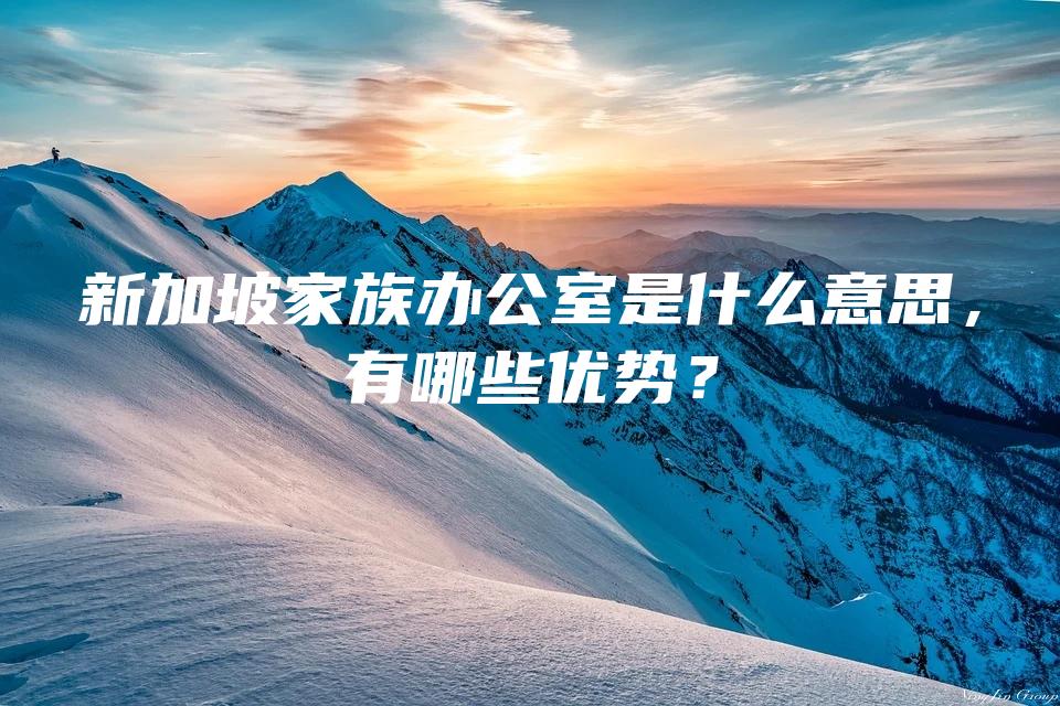 新加坡家族办公室是什么意思，有哪些优势？