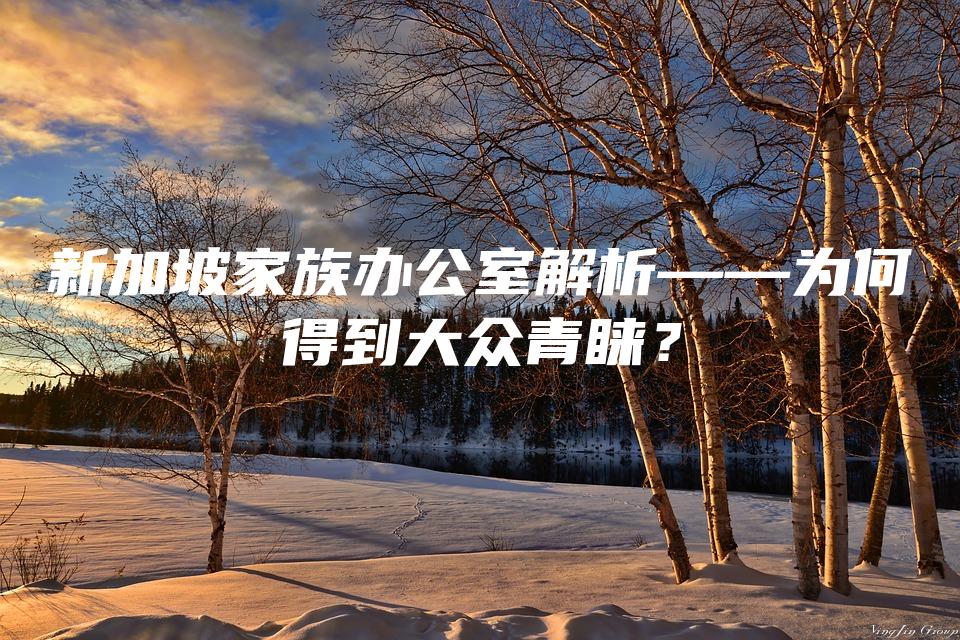 新加坡家族办公室解析——为何得到大众青睐？