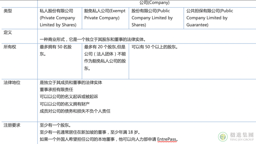 在新加坡开公司，如何选择公司类型？